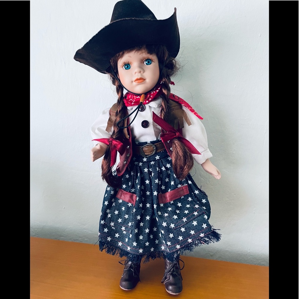 Cowgirl Handpainted Porcelain Doll